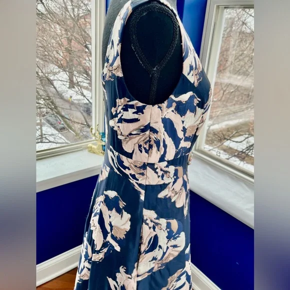 Eliza J Navy and Pale Pink Floral Ball Gown - Picture 9 of 17